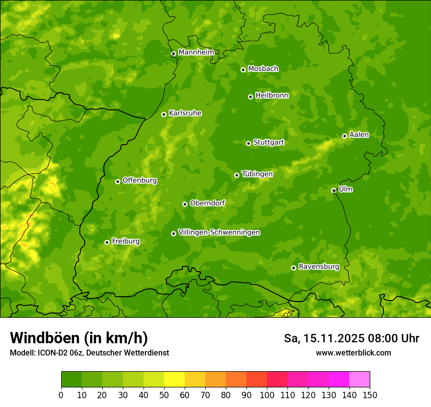Modellkarten Windgeschwindigkeit