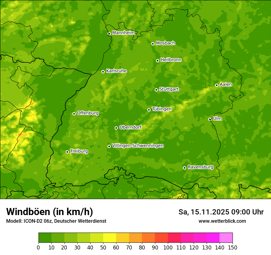 Modellkarten Windgeschwindigkeit