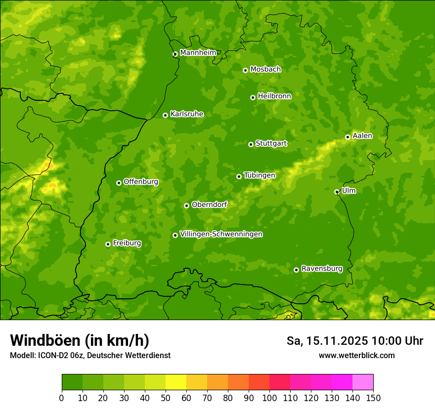 Modellkarten Windgeschwindigkeit