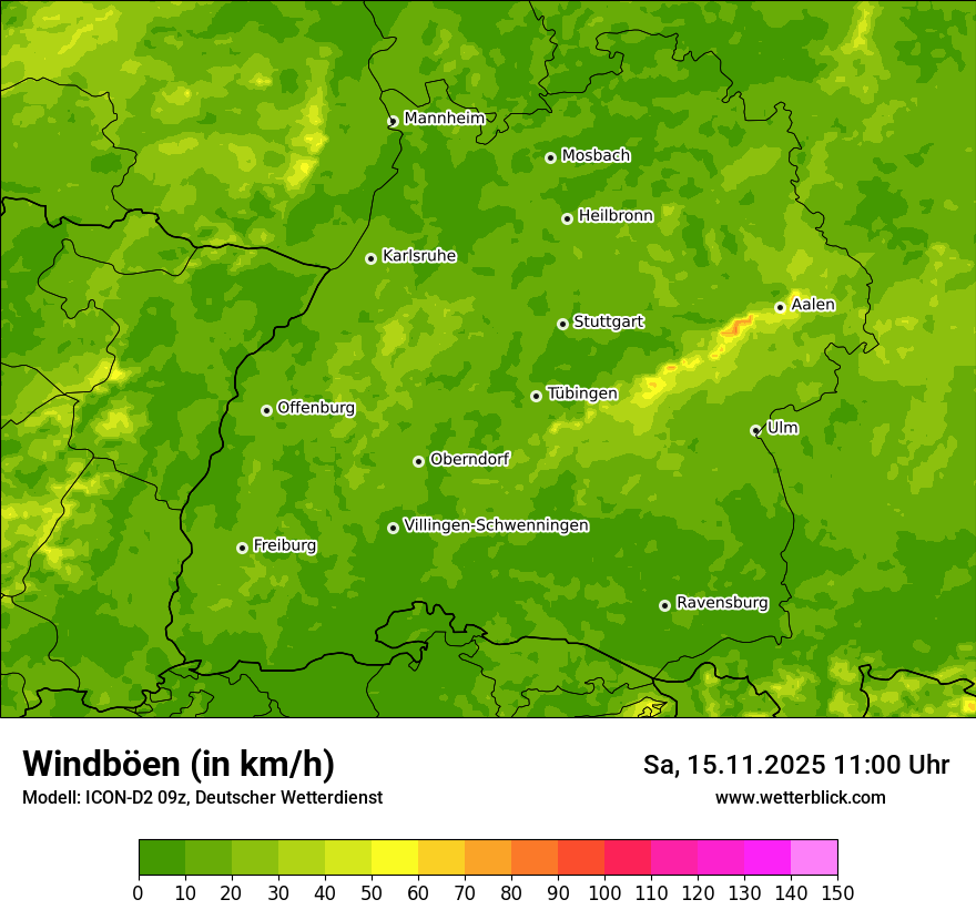 Modellkarten Windgeschwindigkeit
