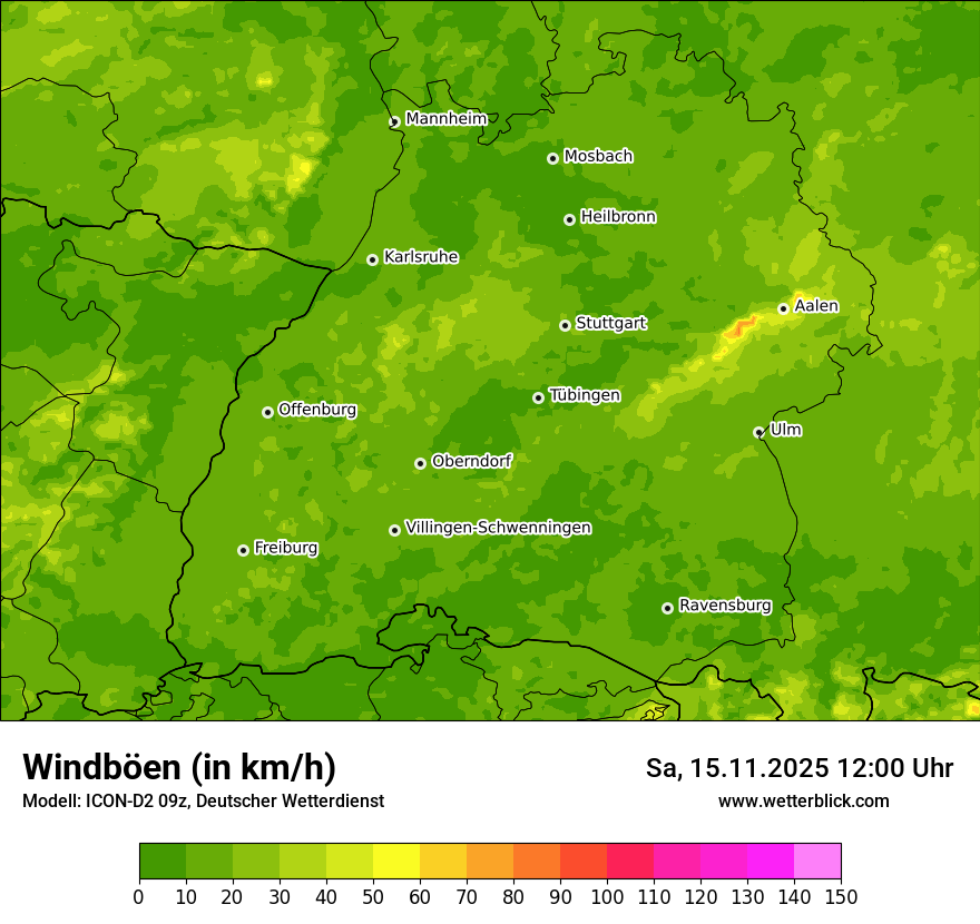 Modellkarten Windgeschwindigkeit