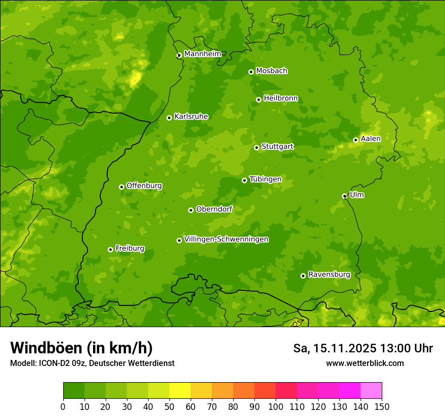 Modellkarten Windgeschwindigkeit