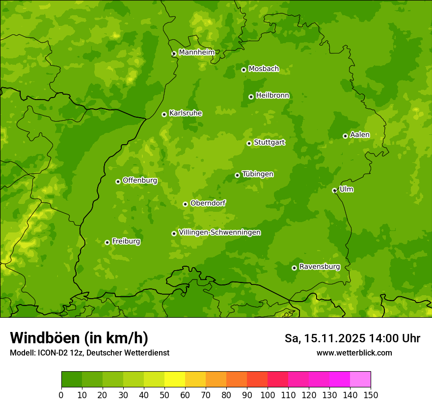 Modellkarten Windgeschwindigkeit