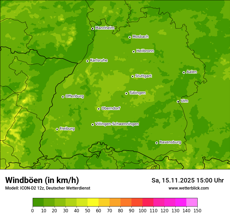 Modellkarten Windgeschwindigkeit