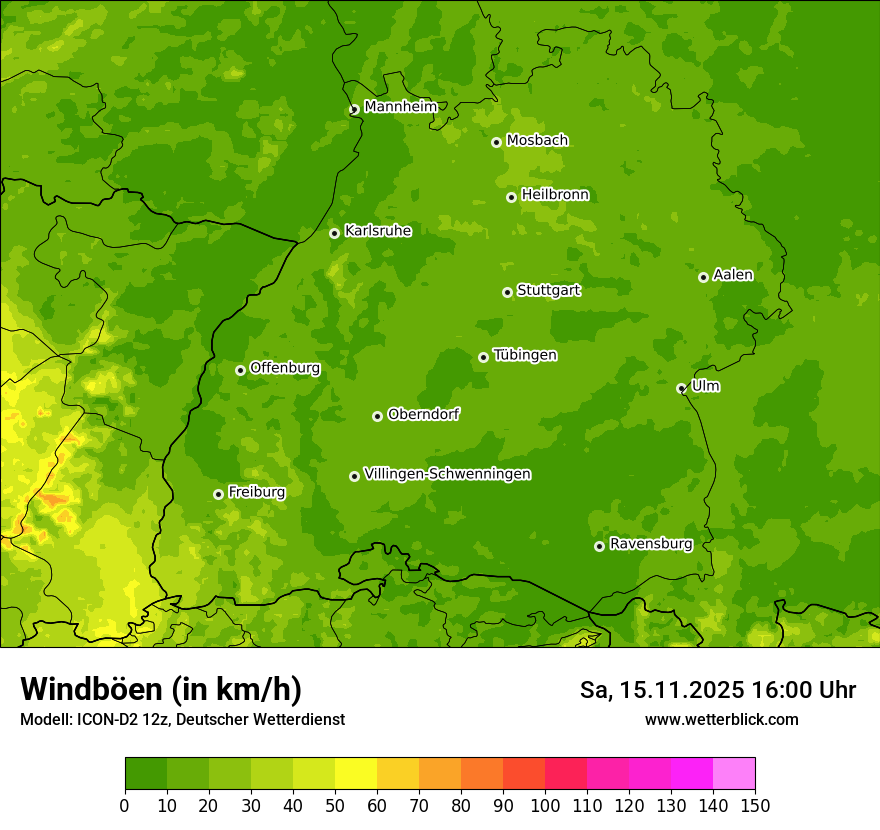 Modellkarten Windgeschwindigkeit