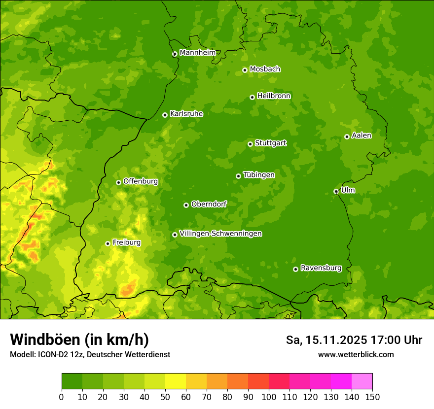 Modellkarten Windgeschwindigkeit