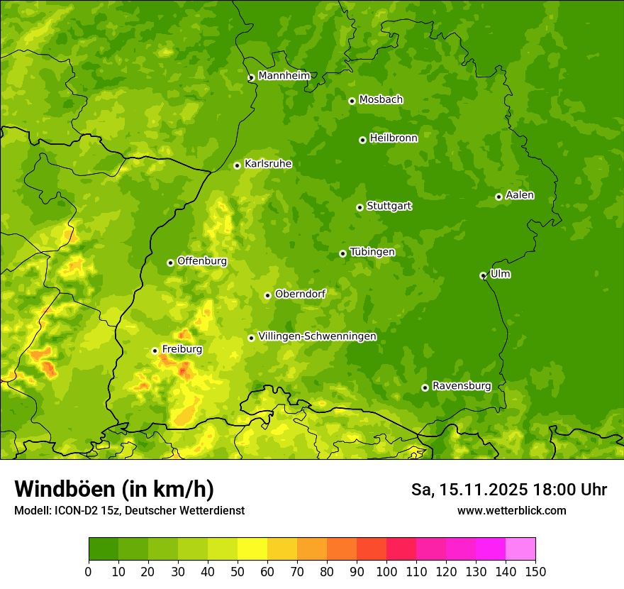 Modellkarten Windgeschwindigkeit