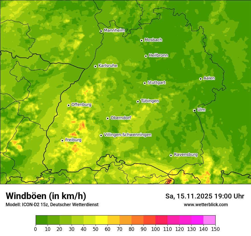 Modellkarten Windgeschwindigkeit