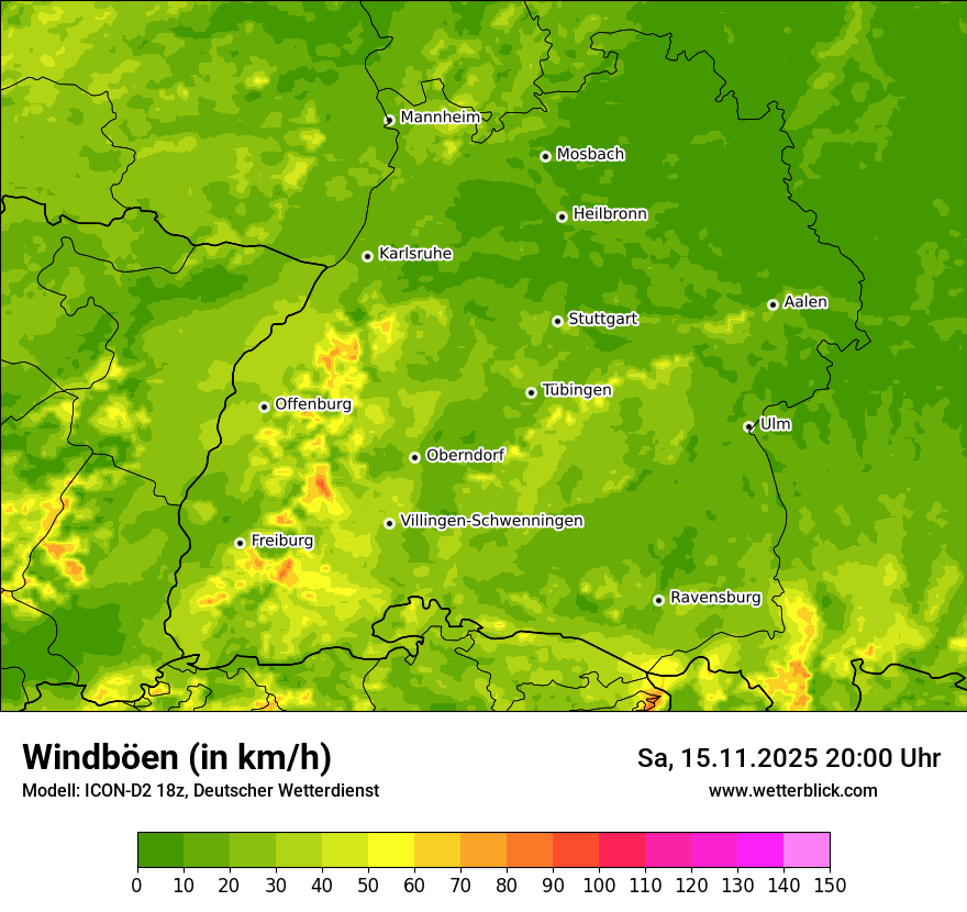 Modellkarten Windgeschwindigkeit