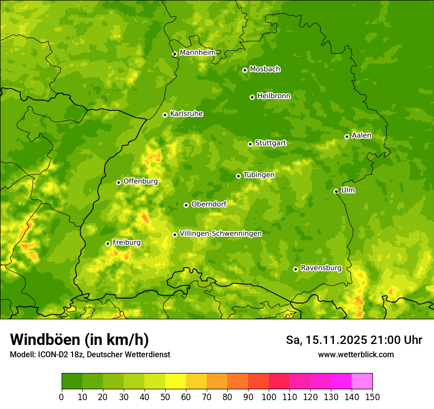 Modellkarten Windgeschwindigkeit