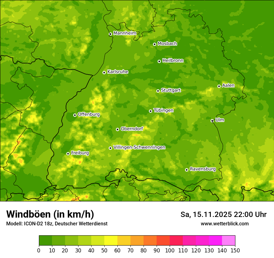 Modellkarten Windgeschwindigkeit