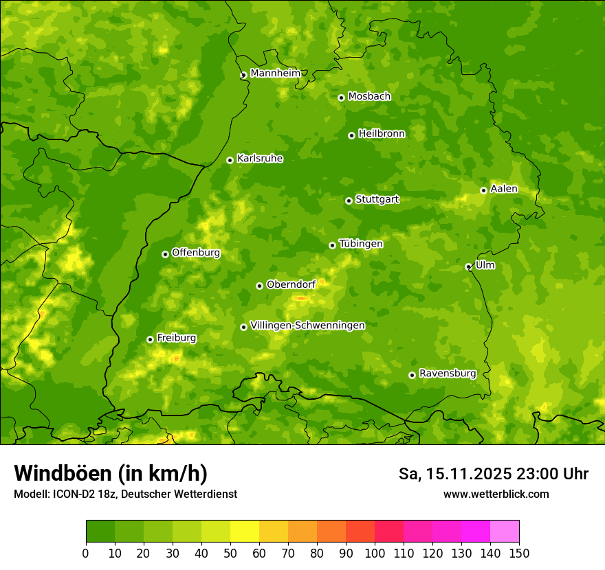 Modellkarten Windgeschwindigkeit