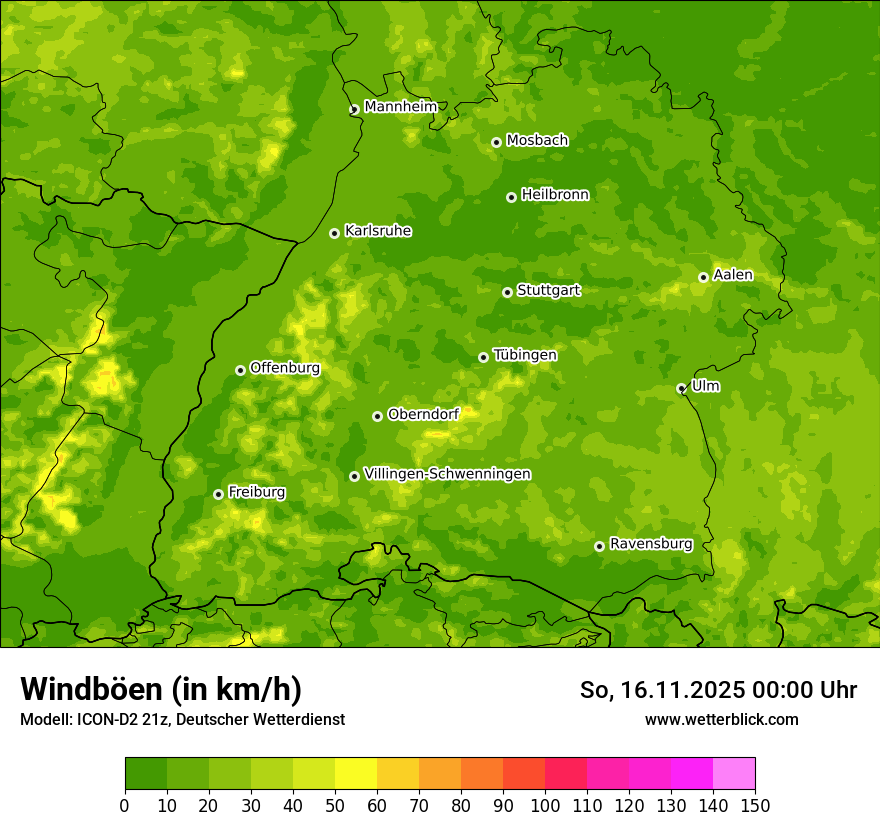 Modellkarten Windgeschwindigkeit