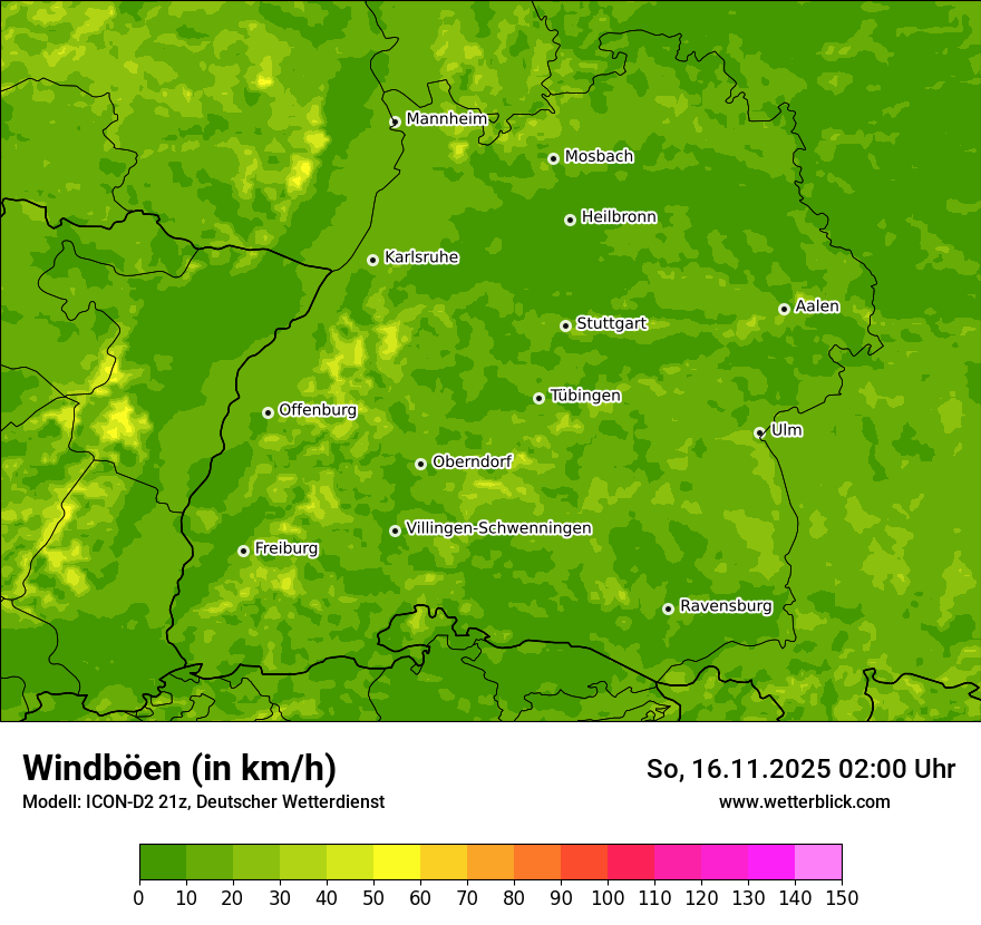 Modellkarten Windgeschwindigkeit