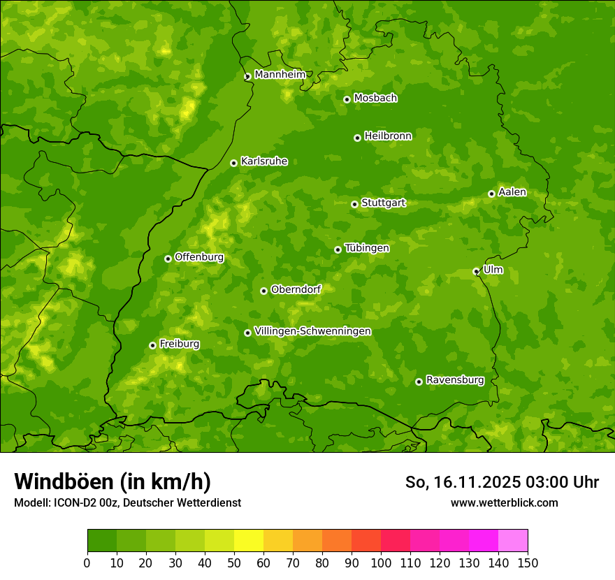 Modellkarten Windgeschwindigkeit