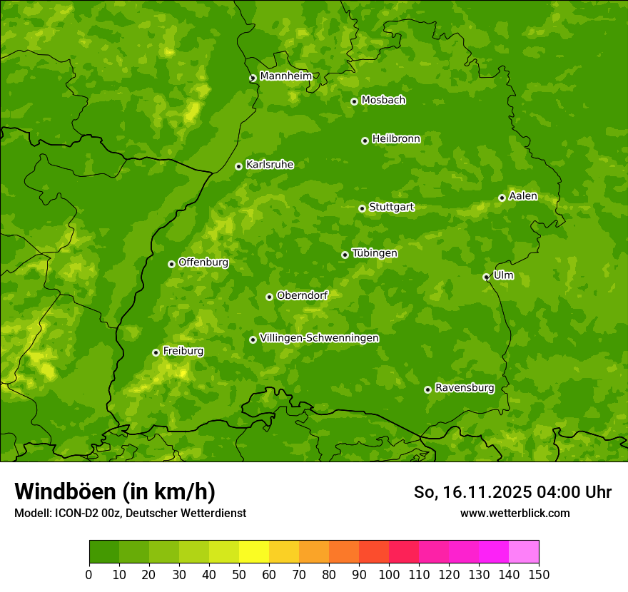 Modellkarten Windgeschwindigkeit