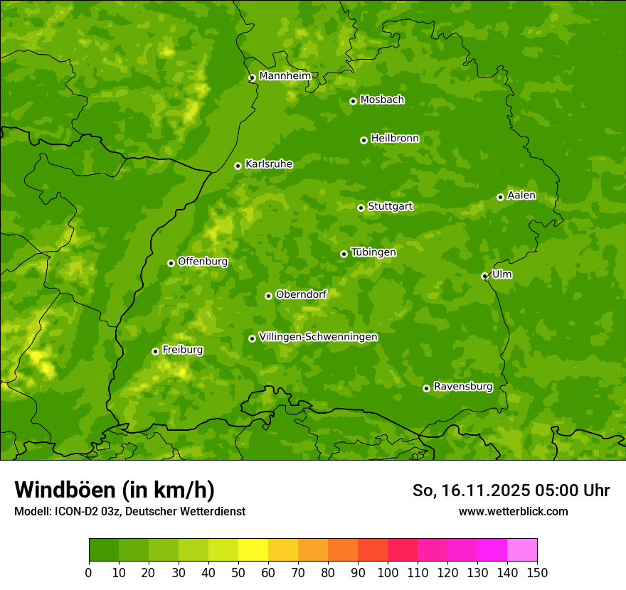 Modellkarten Windgeschwindigkeit