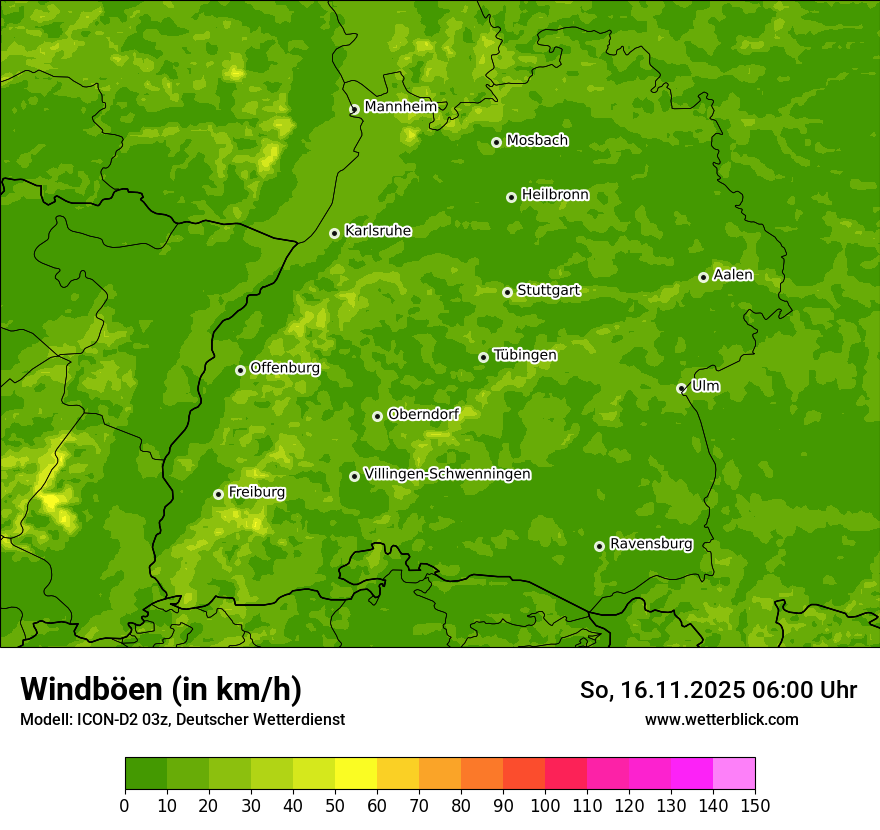 Modellkarten Windgeschwindigkeit