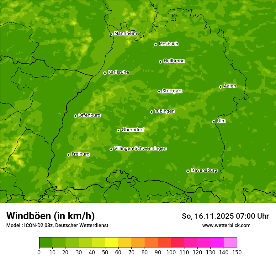 Modellkarten Windgeschwindigkeit