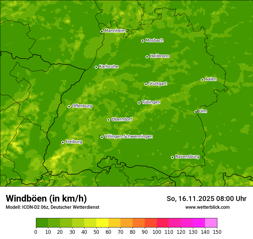 Modellkarten Windgeschwindigkeit