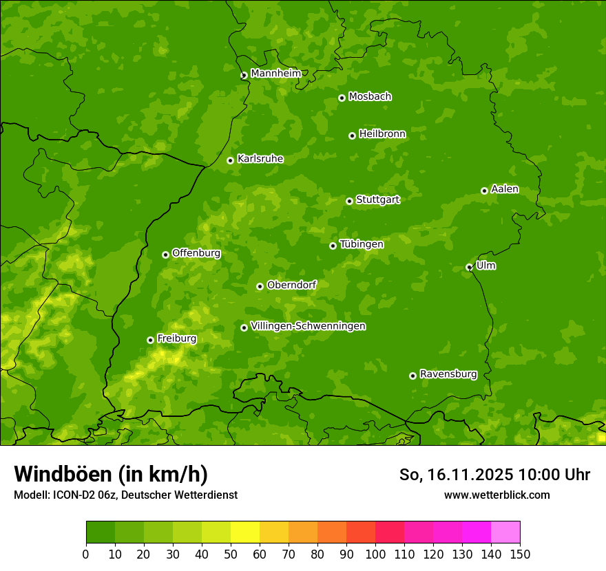 Modellkarten Windgeschwindigkeit