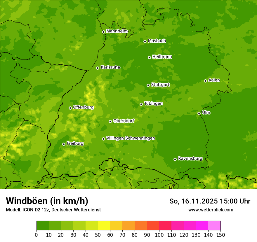 Modellkarten Windgeschwindigkeit