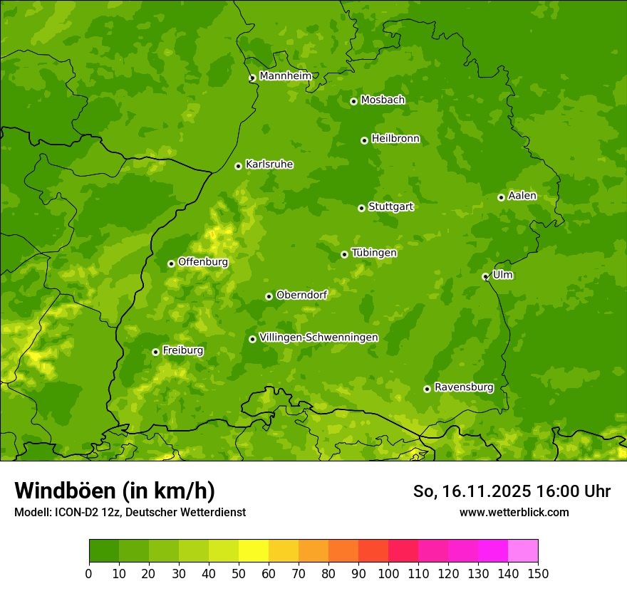 Modellkarten Windgeschwindigkeit