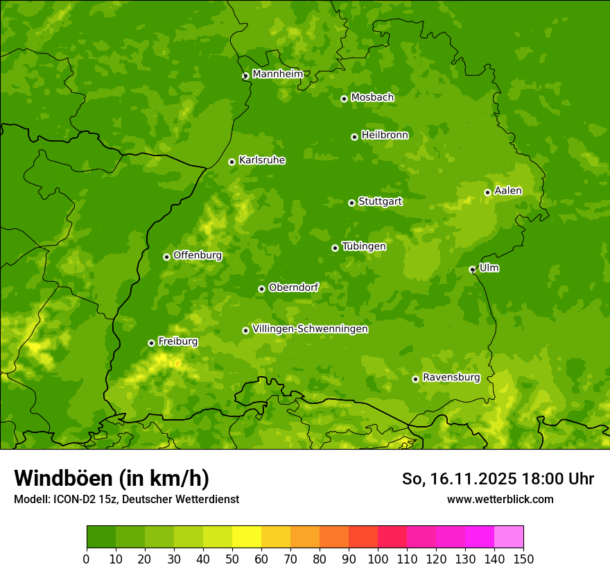 Modellkarten Windgeschwindigkeit