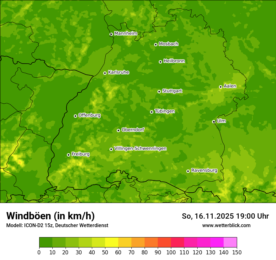 Modellkarten Windgeschwindigkeit