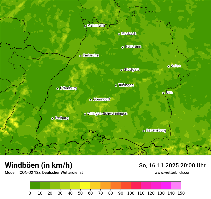 Modellkarten Windgeschwindigkeit