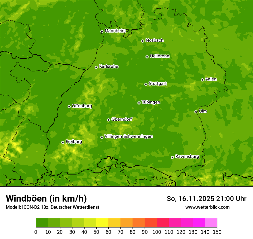 Modellkarten Windgeschwindigkeit