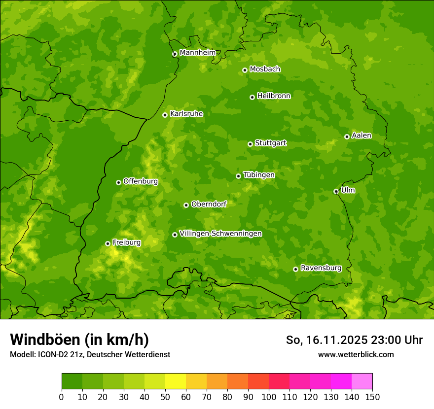 Modellkarten Windgeschwindigkeit