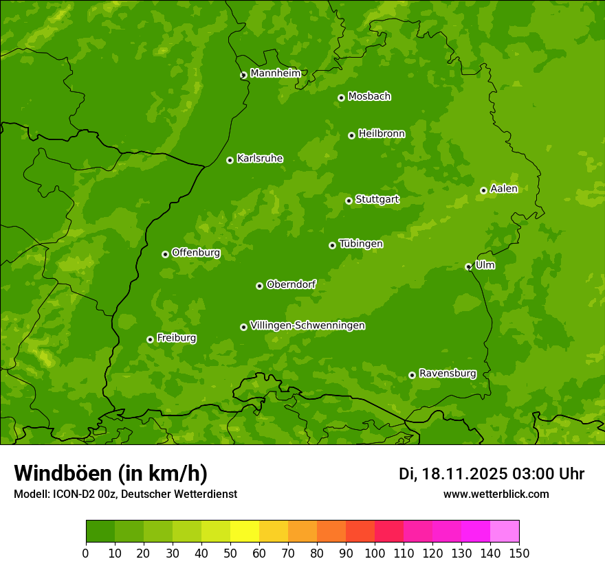 Modellkarten Windgeschwindigkeit
