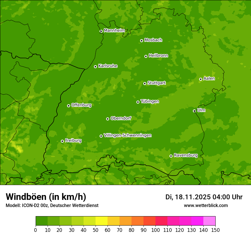 Modellkarten Windgeschwindigkeit