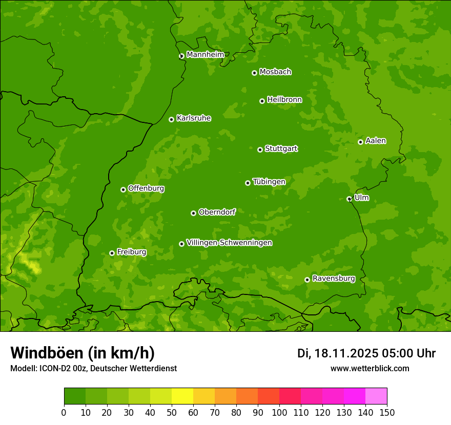 Modellkarten Windgeschwindigkeit