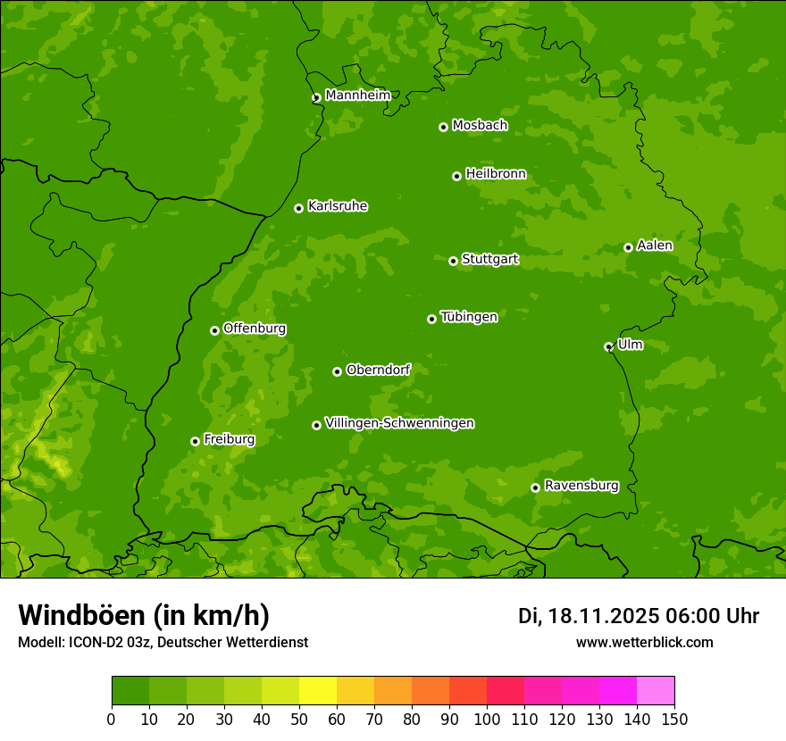 Modellkarten Windgeschwindigkeit