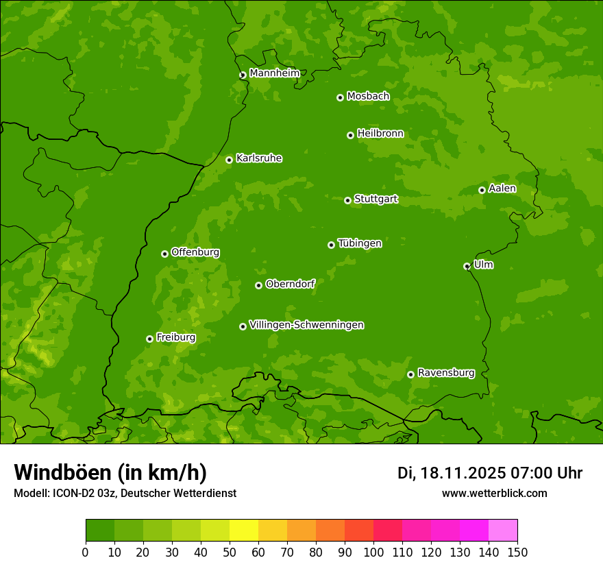 Modellkarten Windgeschwindigkeit