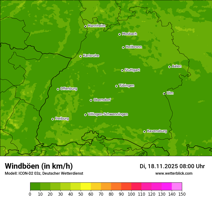 Modellkarten Windgeschwindigkeit