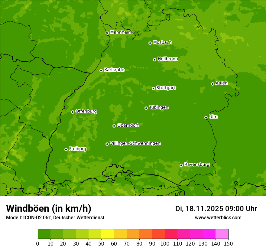 Modellkarten Windgeschwindigkeit