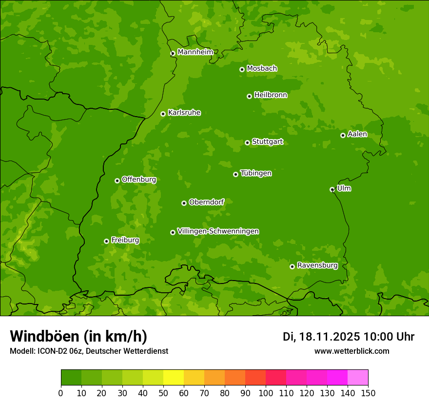 Modellkarten Windgeschwindigkeit