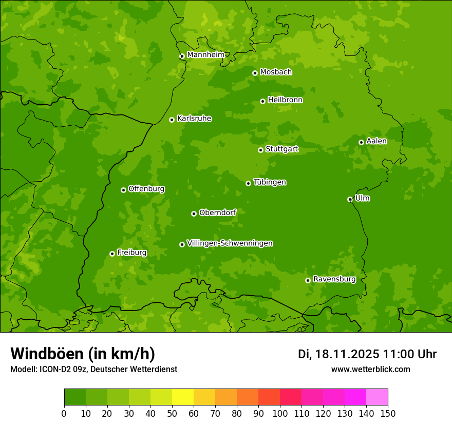 Modellkarten Windgeschwindigkeit