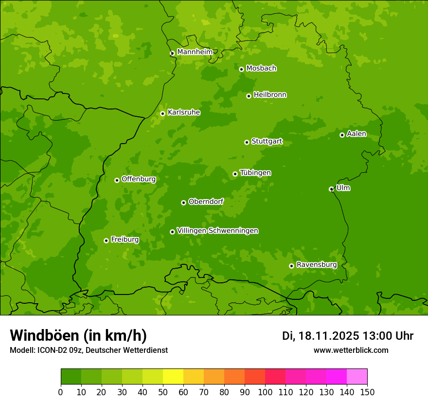 Modellkarten Windgeschwindigkeit