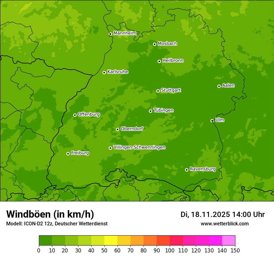 Modellkarten Windgeschwindigkeit