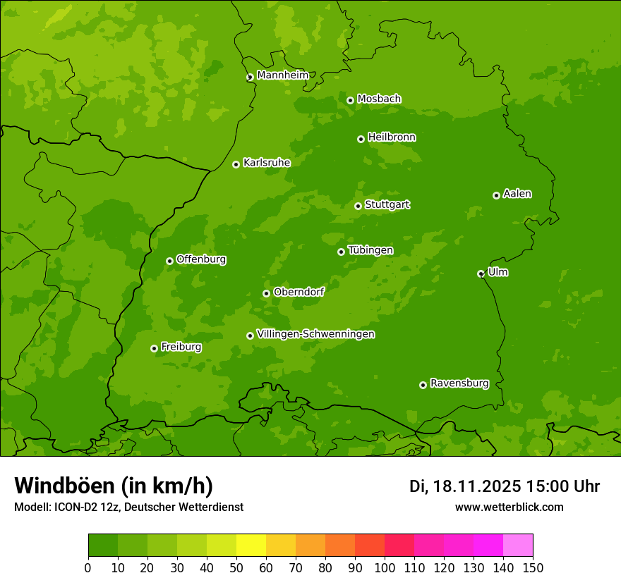 Modellkarten Windgeschwindigkeit