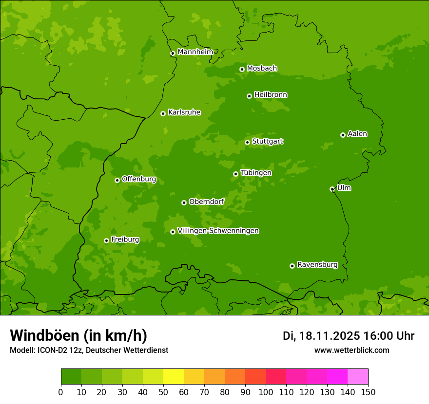 Modellkarten Windgeschwindigkeit