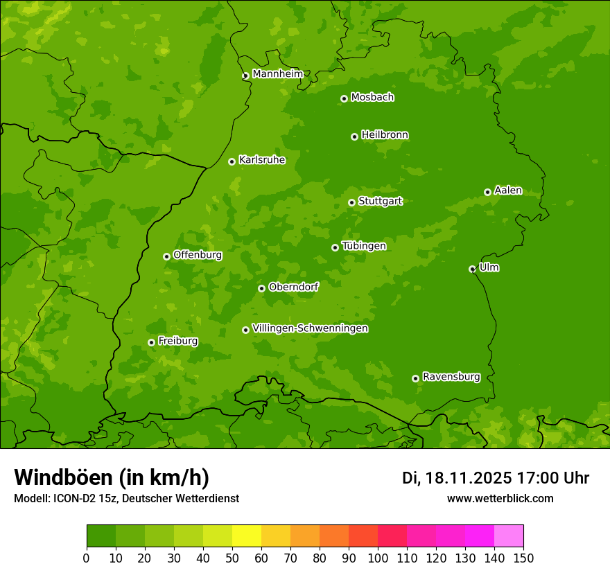 Modellkarten Windgeschwindigkeit