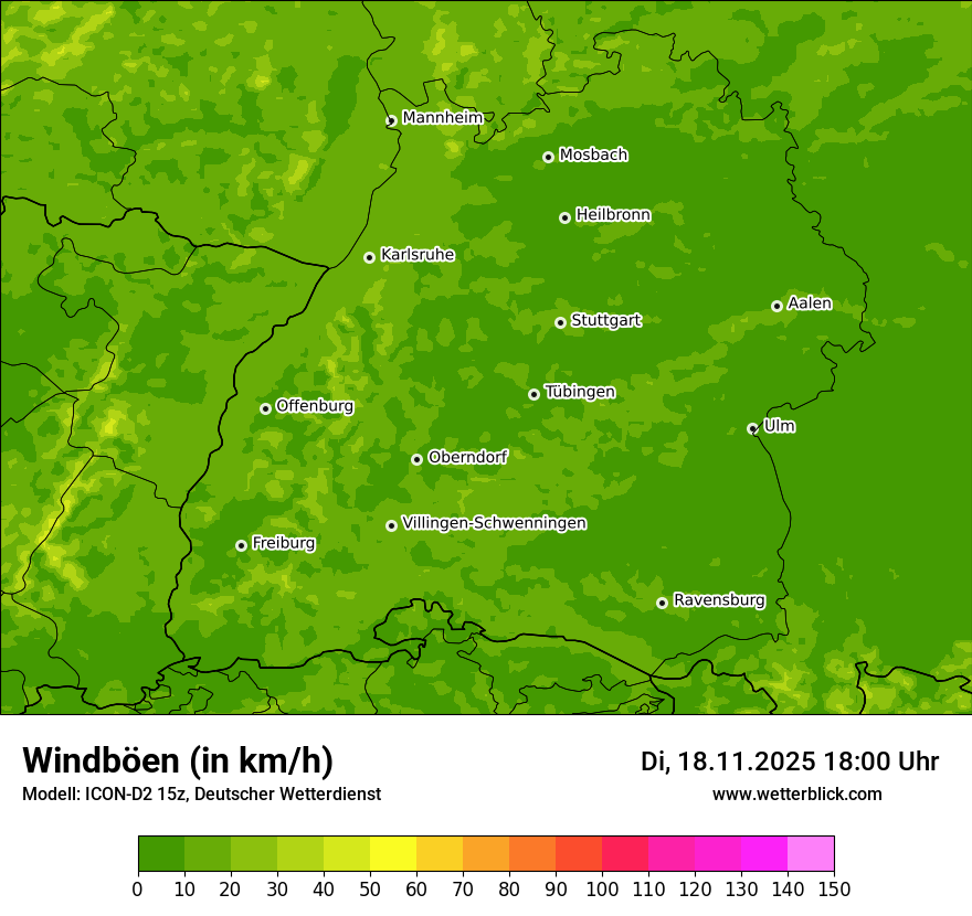 Modellkarten Windgeschwindigkeit