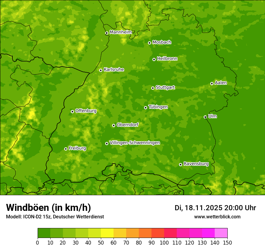 Modellkarten Windgeschwindigkeit