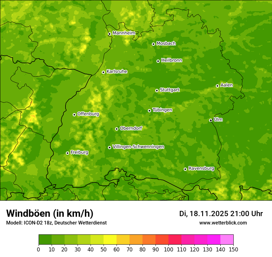 Modellkarten Windgeschwindigkeit