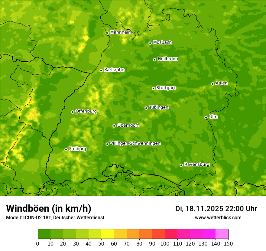 Modellkarten Windgeschwindigkeit